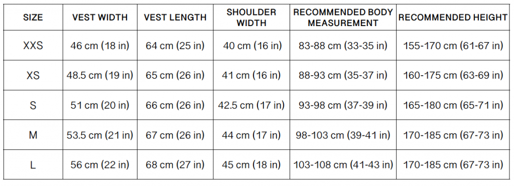 Size chart – KOTES BY KOBE